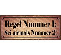 Schatzmix Blechschild Regel 1 Sei nie Nr 2 Metallschild Wanddeko 27x10cm Tin Sign Señal metálica, hojalata, Multicolor, 27x10 cm