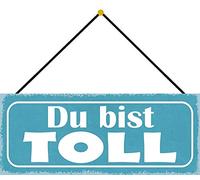 Schatzmix Blechschild Spruch Du BIST TOLL Metallschild 27x10cm Deko Tin Sign mit Kordel Señal metálica, hojalata, Multicolor, 27x10 cm