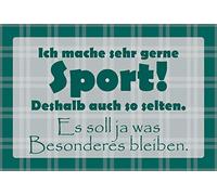 Schatzmix Blechschild Spruch Ich Mache gerne Sport Metallschild Wanddeko 20x30 cm Tin Sign Señal metálica, hojalata, Multicolor, 20 x 30 cm