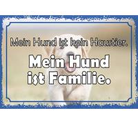 Schatzmix Blechschild Spruch Mein Hund ist Familie Metallschild 20x30 Deko Tin Sign Señal metálica, hojalata, Multicolor, 20 x 30 cm