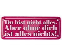 Schatzmix Blechschild Spruch Ohne Dich ist Alles Nichts Metallschild Deko 27x10 mit Kordel Señal metálica, hojalata, Multicolor, 27x10 cm