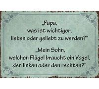 Schatzmix Blechschild Spruch Papa, Was ist wichtiger. Metallschild Wanddeko 20x30cm Tin Sign Señal metálica, hojalata, Multicolor, 20 x 30 cm