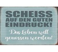 Schatzmix Blechschild Spruch Scheiss auf den Eindruck blaues Metallschild 20x30 Tin Sign Señal metálica, hojalata, Multicolor, 20 x 30 cm