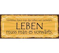 Schatzmix Blechschild Spruch Verstehen kann Man Das Leben Nur rückwärts… Metallschild Wanddeko 27x10cm Tin Sign Señal metálica, hojalata, Multicolor, 27x10 cm