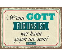 Schatzmix Blechschild Spruch Wenn Gott für UNS ist. Metallschild 20x30 Deko Tin Sign Señal metálica, hojalata, Multicolor, 20 x 30 cm