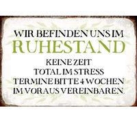 Schatzmix Blechschild Spruch Wir befinden UNS im Ruhestand Metallschild 20x30 Deko Señal metálica, hojalata, Multicolor, 20 x 30 cm