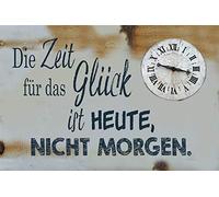 Schatzmix Blechschild Spruch Zeit für Glück ist Heute, Nicht Morgen 20x30 Deko Tin Sign Señal metálica, hojalata, Multicolor, 20 x 30 cm