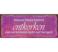 Schatzmix Blechschild Was du Heute Kannst entkorken. Metallschild 27x10 cm Wanddeko Señal metálica, hojalata, Multicolor