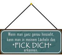 Schatzmix Blechschild Wenn Man hinsieht, F. Dich Metallschild 27x10 cm Wanddeko mit Kordel Señal metálica, hojalata, Multicolor, 20 x 30 cm