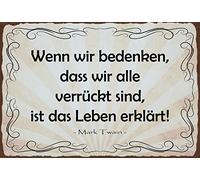 Schatzmix Blechschild Wenn wir bedenken… (Mark Twain) Metallschild Wanddeko 20x30cm Tin Sign Señal metálica, hojalata, Multicolor, 20 x 30 cm