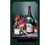 Schatzmix Cartel de Chapa de Vino Tinto, Botellas con Queso, Placa de Metal, decoración de Pared, 20 x 30 cm metálica, Multicolor, 20x30 cm