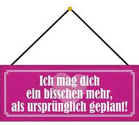 Schatzmix Cartel de metal con texto en alemán Ich mag Dich, 27 x 10 cm, con cordón, chapa, multicolor