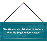 Schatzmix Decoración de pared con texto en alemán Wir können den Wind nicht änder, 27 x 10 cm, con cordón, chapa, multicolor