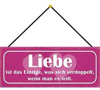 Schatzmix Rahmenlos - Placa metálica con texto en alemán Liebe ist das Einzige, was (27 x 10 cm, con cordón), multicolor