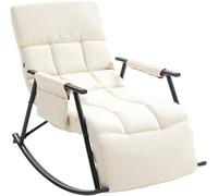 CLP Mecedora Cathy I Mecedora tapizada I Mecedora con Respaldo I Estructura metálica con reposabrazos y Bolsillo Lateral, Color:Crema, Material:Tela