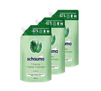 Schauma Champú 7 hierbas recargables (800 ml), champú para el cabello aporta a la estructura del cabello una ligera frescura, champú fresco para cabello normal a rápido y graso, 3 x 800 ml