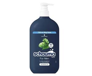 Schauma Champú Clasic para el cuidado diario, lúpulo, tamaño familiar, para hombres, 750 ml, paquete de 1