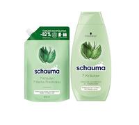 Schauma Champú de 7 hierbas (1 x 800 ml) de champú fresco para cabello y champú normal a rápido (1 x 400 ml) aporta a la estructura del cabello una ligera frescura