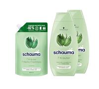 Schauma Champú de 7 hierbas (1 x 800 ml) de champú fresco para cabello y champú normal a rápido (2 x 400 ml) aporta a la estructura del cabello una ligera frescura