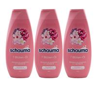 Schauma Champú Reparador 7 Aceite Floral 3 X 400ml para Cabello Seco y Agotado