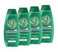Schauma Champú Volumen Fresh Volume (4 x 400 ml), champú para el cabello refresca y fortalece la línea del cabello, champú para cabello fino y sin fuerza, con romero