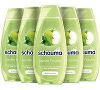 Schauma Schwarzkopf Champú cuidado suave frescura suave (5 x 400 ml), champú para el cabello limpia, nutre y refresca, champú para cabello normal, con extracto de manzana y ortiga