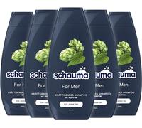 Schauma Schwarzkopf - Champú para hombre (5 x 400 ml), champú fortalecedor para hombre que proporciona un cabello fortalecido y cuida la estructura del cabello, champú perfecto para cabello normal