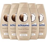 Schauma Schwarzkopf - Champú reparador y cuidado (5 x 400 ml), champú para el cabello alisa y repara la estructura del cabello, champú reparador para cabello dañado y seco, con extracto de coco