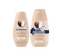 Schauma Shampoo Repair & Care Pack de 2 (1 x 2 x 400 ml) proporciona suavidad, champú reparador para cabello dañado y seco y acondicionador (1 x 250 ml) Acondicionador con extracto de coco
