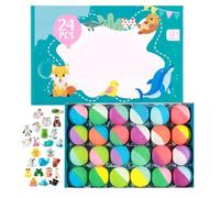 Schaumbad-Bällchen - Luxuriöse Meersalz Badebomben | Sprudelnde Badezusätze | 24er Set Badeperlen Mit Tier-Spielzeug Für Kinder & Erwachsene, Natürliche Hautreinigung, Home Spa & Entspannung