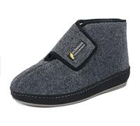 SCHAWOS Hombre Bota de Casa 6060 - Zapatilla de fieltro con lana virgen, antideslizante y cálida hasta el tobillo, gris oscuro, 41 EU