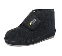 SCHAWOS Hombre Bota de Casa 6060 - Zapatilla de fieltro con lana virgen, antideslizante y cálida hasta el tobillo, Negro, 45 EU
