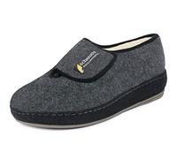 SCHAWOS Hombre Zapatilla con Cierre Ajustable 6064 - Pantufla de fieltro con forro de lana, antideslizante y cómoda (Gris, numeric_43)