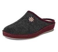 SCHAWOS Mujer Zapatilla Lisa - Pantufla de fieltro con lana, plantilla anatómica y suela silenciosa, antracita, 40 EU