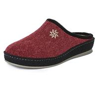 SCHAWOS Mujer Zapatilla Lisa - Pantufla de fieltro con lana, plantilla anatómica y suela silenciosa, burdeos, 40 EU