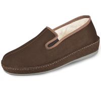 SCHAWOS Zapatillas Hombre 6070 - Pantuflas de fieltro con forro de lana, paneles elásticos, suela firme y antideslizante, ideales para mayores, marrón, 45 EU