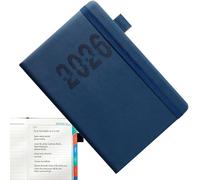 Schedule Book, 2026 A5 Planner, Vertical Stripes Journal, English Daily Organizer with Strap for Fitness, Travel School, Meetings, Work, Commute, Green, Black and Blue