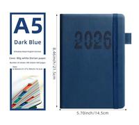 Schedule Book, A5 Planner, 2026 English Notebook with Strap and Vertical Stripes, Academic Fitness Organizer Journal 8.46x5.71 Inches for Business Trips, School Work Travel Student Meetings