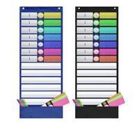 Schedule Pocket Chart - 2.8x35.3in Oxford Cloth Organizer, Classroom Daily Planner Board, Preschool Visual Timetable Display, Color Card Learning System | Interactive Education Management Tool for Kid