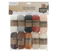 Scheepjes Catona Yarn Pack 10x25g - Beige, Brown, Red Knitting & Crochet