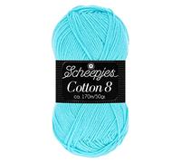 Scheepjes Cotton 8 1x50g 622 Azul Hilo de Algodón para Tejer y Crochet