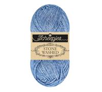 Scheepjes Hilo lavado a la piedra, ovillo de 50 g, mezcla de algodón y acrílico para tejer y hacer ganchillo, hilo de efecto jaspeado (846 Lazurite)