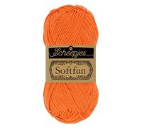 Scheepjes Softfun Yarn, 60% algodón, 40% crilenka, 2427 Tangerine, 1x50g