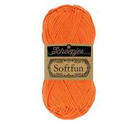 Scheepjes Softfun Yarn, 60% algodón, 40% crilenka, 2427 Tangerine, 1x50g