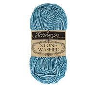 Scheepjes Stone Washed 1 unidad x 50 g - 805 Azul Apatita, mezcla de algodón y acrílico con efecto lavado vintage