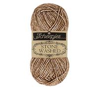 Scheepjes Stone Washed ovillo 50 g - 822 Ágata marrón, mezcla de algodón y acrílico