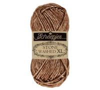 Scheepjes Stone Washed XL Yarn, Mezcla de algodón, 862 Brown Agate, 1x50g