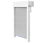 Schellenberg 39059 - Juego de persianas enrollables para ventana, sistema de persiana enrollable mini, PVC, 100 x 100 cm, color blanco/gris, se puede acortar en altura, ancho, incluye aislamiento EPS