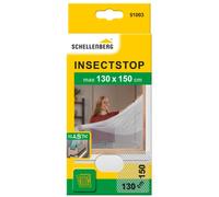 Schellenberg 51003 Mosquitera de protección elástico para ventanas, lavable, Montaje rápido y sencillo desde el interior, sin taladros, Incluye banda de fijación, Blanco, max. 130 x 150 cm