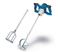 Scheppach Agitador de mano PM1400, agitador de mortero de color, potencia de 1400 W, 2 velocidades con velocidad variable 570/760 min1, incluye mortero (580 mm) y batidor de pintura (590 mm) con rosca